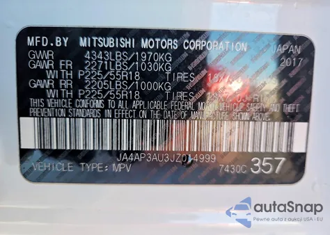 2018 Mitsubishi Outlander Sport Es из США, поврежденный, VIN JA4AP3AU3JZ014999